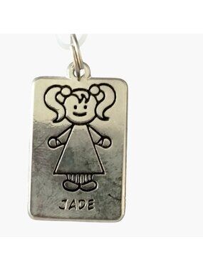 Girl Name Pendant Jade Personalized Silver Tag Charm